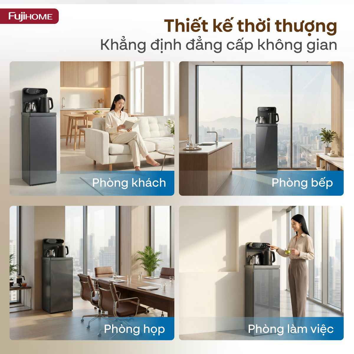 Cây nước nóng lạnh kết hợp bàn pha trà, cafe Fujihome TB392N
